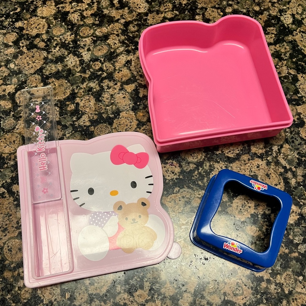 Hello Kitty Sandwich box and wonder bread sandwich cutter